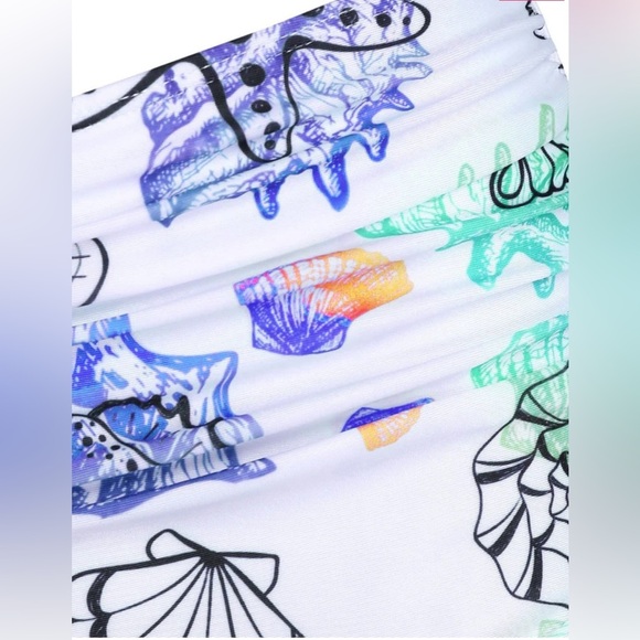 Blue and White Bikini with Wrap-Style Top and Playful Print - Picture 3 of 4